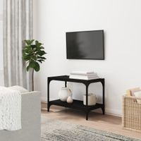 Tv-meubel 60x33x41 cm bewerkt hout en staal zwart - thumbnail