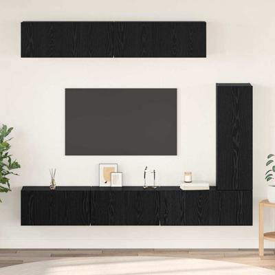 Tv-meubelset 6 pcs Zwart eiken 30.5 x 30 x 90 cm Bewerkt hout