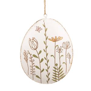 Clayre & Eef Paashanger Ei 8 cm Beige IJzer Ovaal Decoratie Hanger Beige Decoratie Hanger