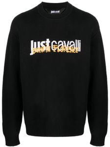 Just Cavalli pull à logo en maille intarsia - Noir