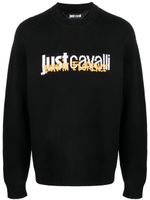 Just Cavalli pull à logo en maille intarsia - Noir