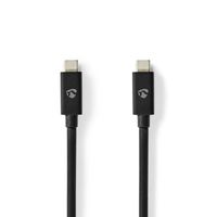 USB-Kabel | USB 4.0 Gen 3x2 | USB-C Male | USB-C Male | 240 W | 8K@60Hz | 40 Gbps | Vernikkeld | 1.00 m | Rond | PVC | Zwart | Envelop - thumbnail