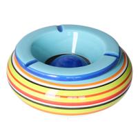 Asbak - gekleurd - blauw- rond - 19 cm - keramiek - buiten - terras asbakken Asbak - gekleurd - blauw- rond - 19 cm - keramiek - buiten - terras asbakken