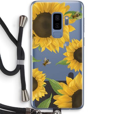 Sunflower and bees: Samsung Galaxy S9 Plus Transparant Hoesje met koord