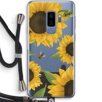Sunflower and bees: Samsung Galaxy S9 Plus Transparant Hoesje met koord