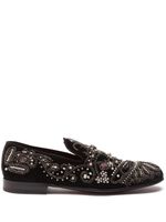 Dolce & Gabbana chaussons en velours à broderies - Noir