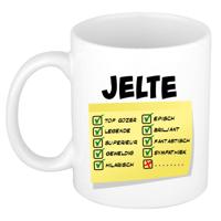 Naam mok Jelte - wit - top gozer - keramiek - 300 ml - cadeau collega beker Naam mok Jelte - wit - top gozer - keramiek - 300 ml - cadeau collega beker