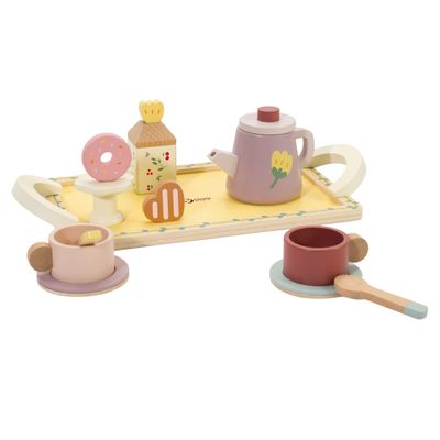 Classic World world houten theeset grace met dienblad, 14dlg.