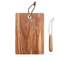 Luxe acacia houten kaas snijplank/serveerplank 24 cm met kaasmes