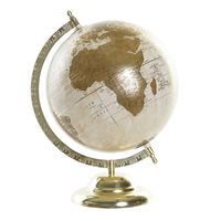 Items Deco Wereldbol/globe op voet - kunststof - creme/goud - home decoratie artikel - D20 x H30 cm   -