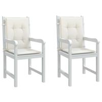 VidaXL Stoelkussens 2 st lage rug 100x50x4 cm stof gemêleerd crème