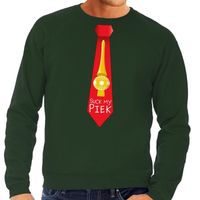 Foute kersttrui stropdas suck my piek groen voor heren - thumbnail