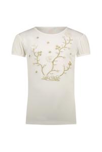 Le Chic Zomer t-shirt meisjes Off wit - parels & bloemen - Nommy