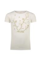 Le Chic Zomer t-shirt meisjes Off wit - parels & bloemen - Nommy