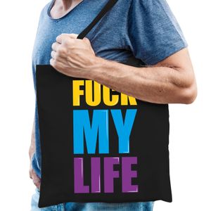 Fuck my life cadeau tas zwart voor heren