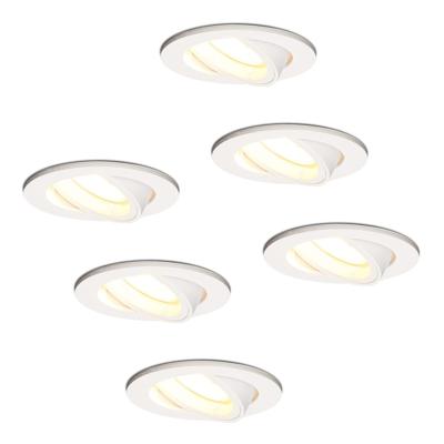 Set van 6 Dublin LED inbouwspots - 4 Watt 345 lumen - 2700K Warm wit - GU10 - Dimbaar - Rond - Kantelbaar - IP20 voor binnen - Wit