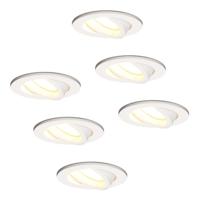 Set van 6 Dublin LED inbouwspots - 4 Watt 345 lumen - 2700K Warm wit - GU10 - Dimbaar - Rond - Kantelbaar - IP20 voor binnen - Wit