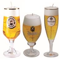 Bierkaarsen - 3x st - Stauder, Flensburger en Krombacher bierglas kaarsen - bier cadeau