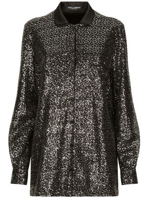 Dolce & Gabbana chemise en satin à sequins - Noir