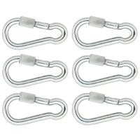 Karabijnhaken - 6x - verzinkt staal - 6 cm - karabijnhaak - snaphooks/ carabiners