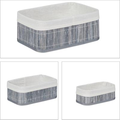 Basic Bamboe opbergmanden 3 stuks grijs/wit