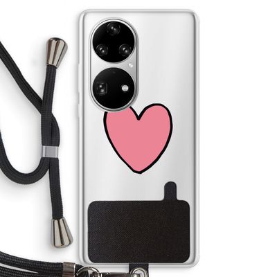 Hartje: Huawei P50 Pro Transparant Hoesje met koord