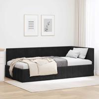 Hoekbedframe met hoofdeinde Zwart 90 cm x 200 cm Fluweel