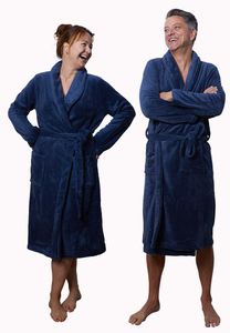 Marineblauwe badjas fleece - unisex-xl/xxl