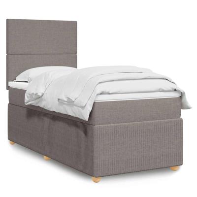 Boxspring met matras stof taupe 90x190 cm