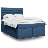 Boxspring met matras stof blauw 140x200 cm