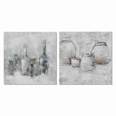 Schilderij DKD Home Decor 100 x 2,8 x 100 cm Vaas Traditioneel (2 Stuks)
