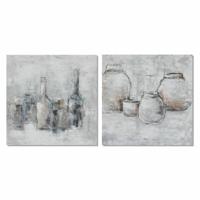 Schilderij DKD Home Decor 100 x 2,8 x 100 cm Vaas Traditioneel (2 Stuks)