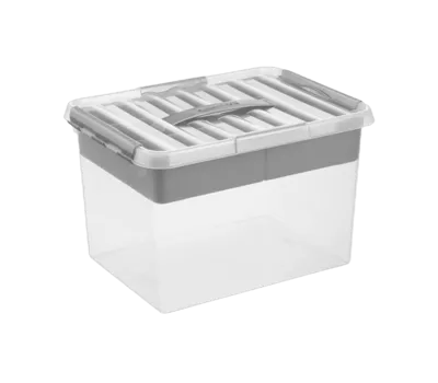 Sunware Q-line opbergbox met inzet 22L transp./metaal