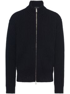 Prada cardigan zippé en maille nervurée - Noir