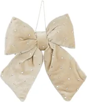 Mica Decorations fluwelen kerst ornament strik 17cm creme Mica Decorations fluwelen kerst ornament strik 17cm creme