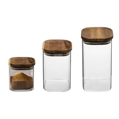Secret de Gourmet - Keuken voorraadpotten - glas/hout - set 3x stuks - 600-900-1600 ml - voedsel Secret de Gourmet - Keuken voorraadpotten - glas/hout - set 3x stuks - 600-900-1600 ml - voedsel