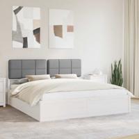Bedframe met Gevoerd Hoofdgedeelte Lichtgrijs 180 x 200 cm