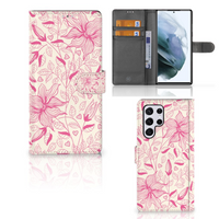 Samsung Galaxy S22 Ultra Hoesje Pink Flowers - thumbnail