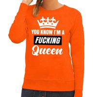 Oranje You know i am a fucking Queen sweater dames 2XL  - - thumbnail