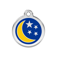 Moon & Stars Navy roestvrijstalen hondenpenning medium/gemiddeld dia. 3 cm - Reddingo