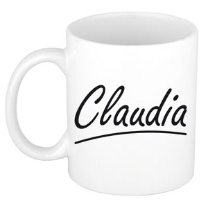 Claudia voornaam kado beker / mok sierlijke letters - gepersonaliseerde mok met naam   -