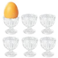 Excellent Houseware luxe eierdopjes - 12x stuks - transparant - gedecoreerd glas - 6 cm