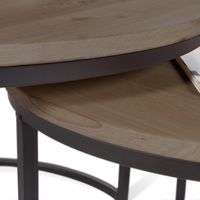 Ronde Bijzettafel (set van 2) Keith  | Hout  | Eikenhout | Zwart Grijs Bruin - thumbnail