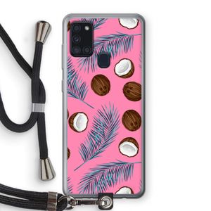 Kokosnoot roze: Samsung Galaxy A21s Transparant Hoesje met koord
