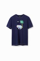 T-shirt met korte mouwen en kat - BLUE - M