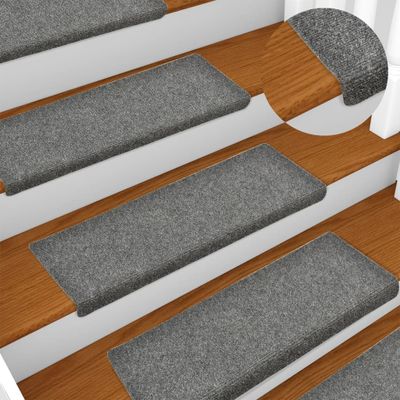 VidaXL Trapmatten zelfklevend 5 stuks 65x21x4 cm lichtgrijs rechthoekige rand