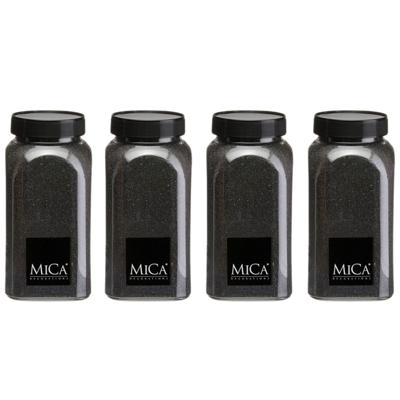 Mica Decorations decoratie zand - 4x - 650ml - zwart - hobby zandkorrels - sierzand Mica Decorations decoratie zand - 4x - 650ml - zwart - hobby zandkorrels - sierzand
