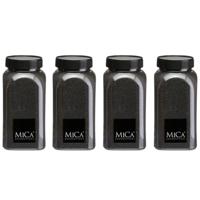 Mica Decorations decoratie zand - 4x - 650ml - zwart - hobby zandkorrels - sierzand