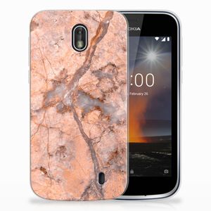 Nokia 1 TPU Siliconen Hoesje Marmer Oranje