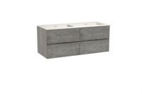 Storke Edge zwevend badmeubel 130 x 52 cm beton donkergrijs met Mata dubbele wastafel in solid surface - thumbnail